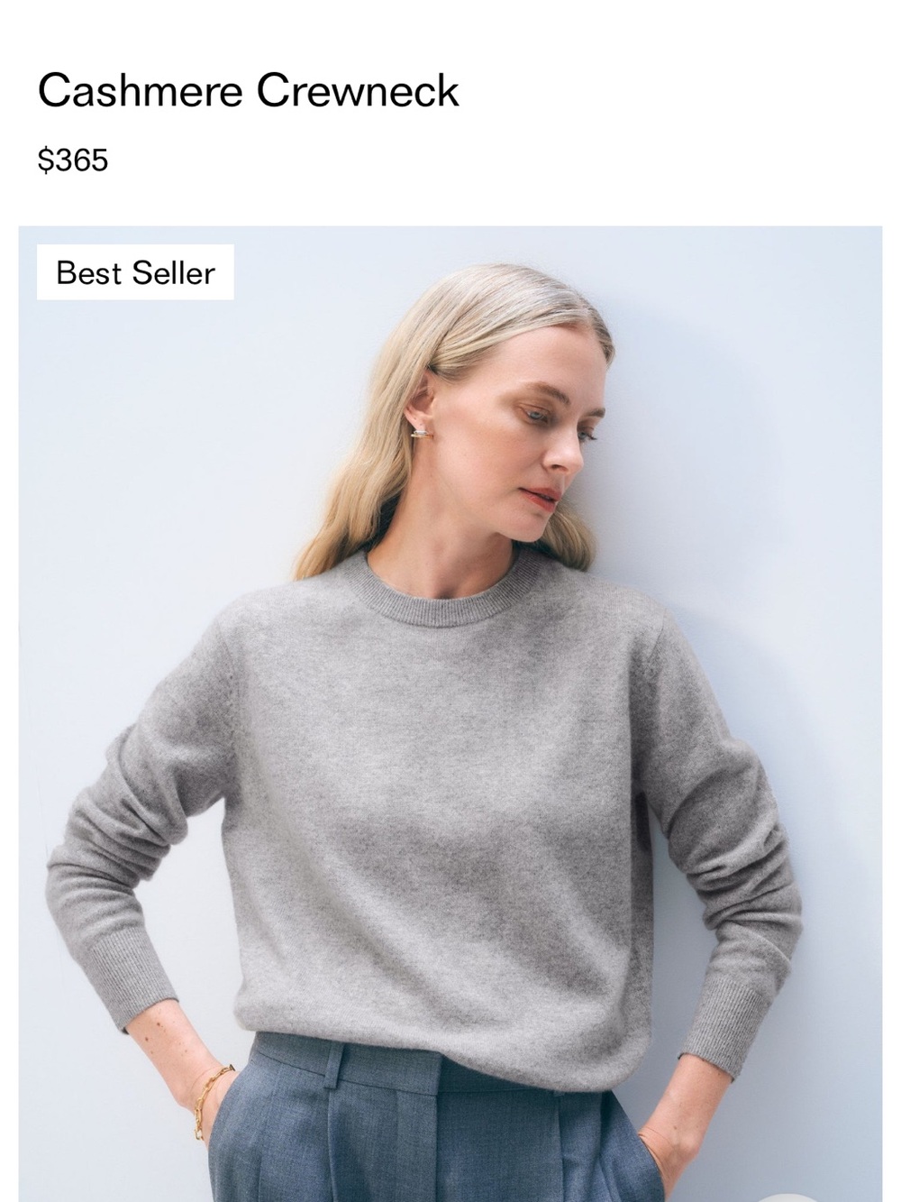 White+Warren Gray Heather Cashmere Crewneck Sweater Size Large